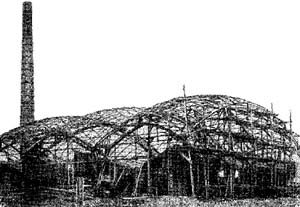 сетчатые
шатровые навесы Нижегородской
выставки (1896 год), Шухов